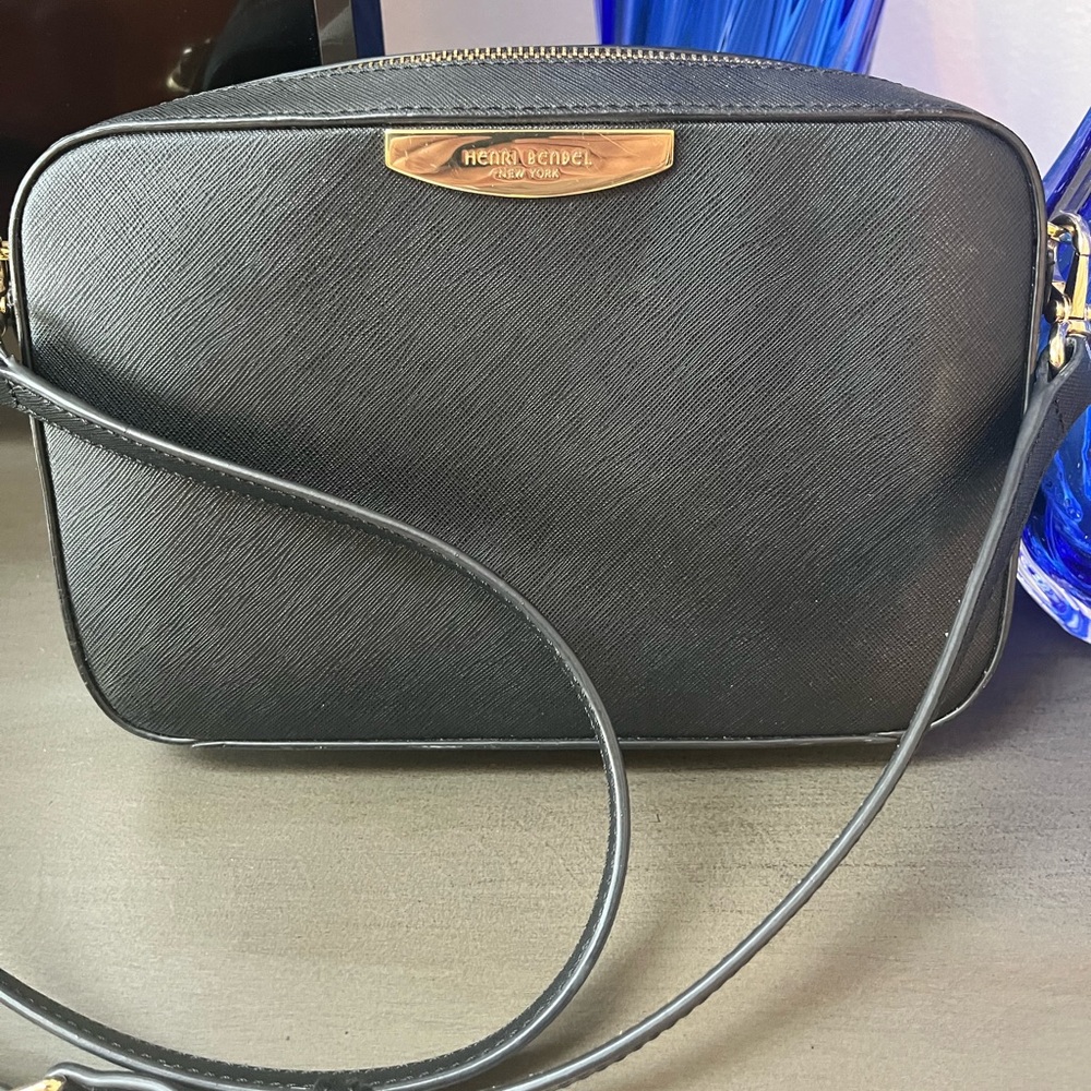 Henri Bendel black leather crossbody bag
